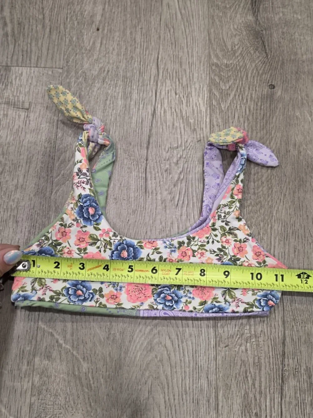 Maaji reversible Floral & Patchwork Bikini Top Adjustable Tie Straps Swimwear